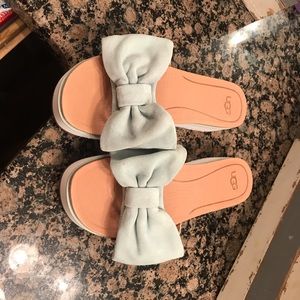 UGG Suede slides with bows mint green